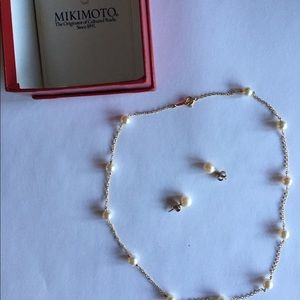 Mikimoto Pearl Necklace and Earring Combo.